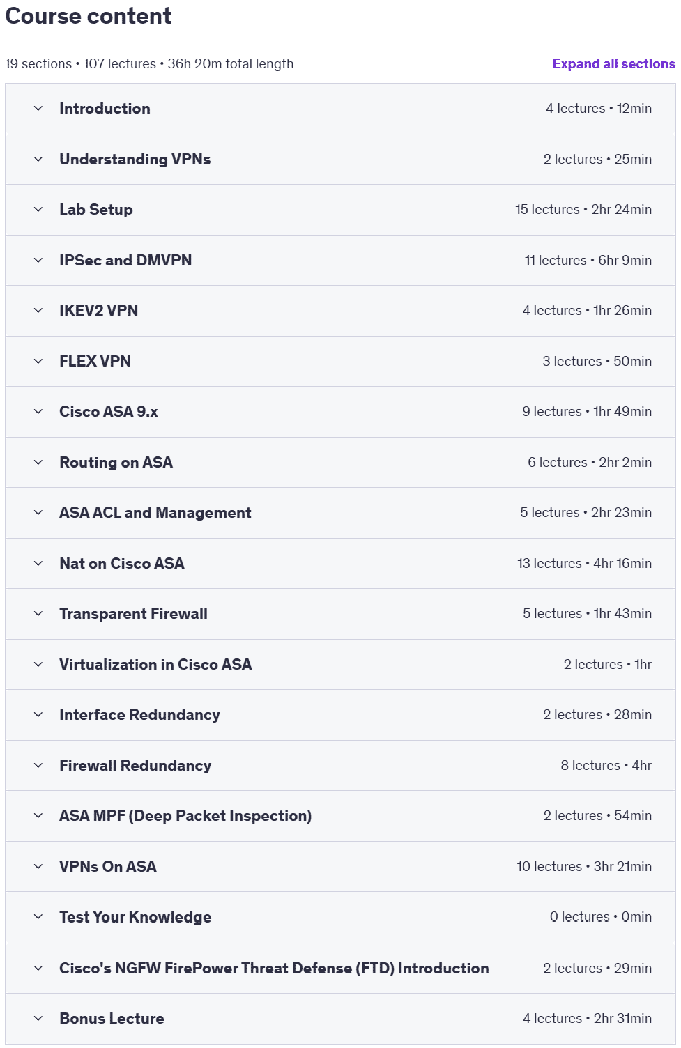 Course topics · Cisco ASA Firewall & VPNs : Beginner to Advanced 2024-11