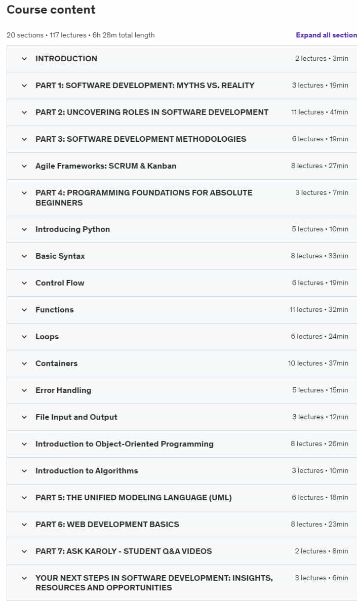 Course topics · Software Development From A to Z – Beginner’s Complete Guide 2024-9