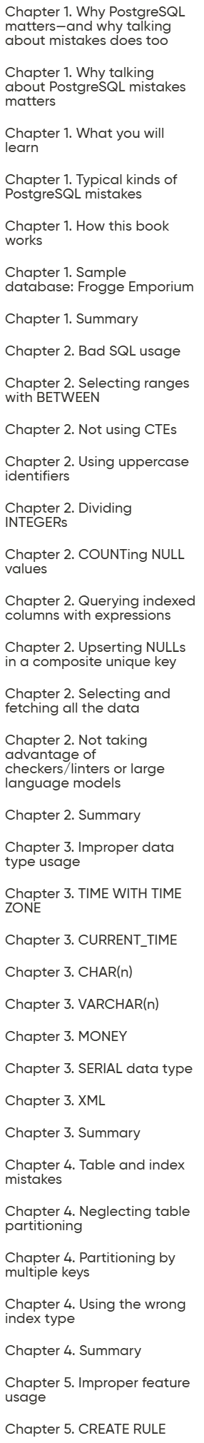 Course topics · Oreilly — PostgreSQL Mistakes and How to Avoid Them, Video Edition 2025-6