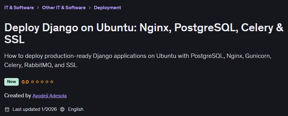चित्र · डिप्लोमा Django Ubuntu: Nginx के बारे में PostgreSQL, Celery और SSL 2026-1