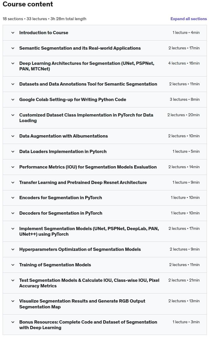 Temas del curso · Aprendizaje profundo para la segmentación de imágenes con Python & PyTorch 2022-12