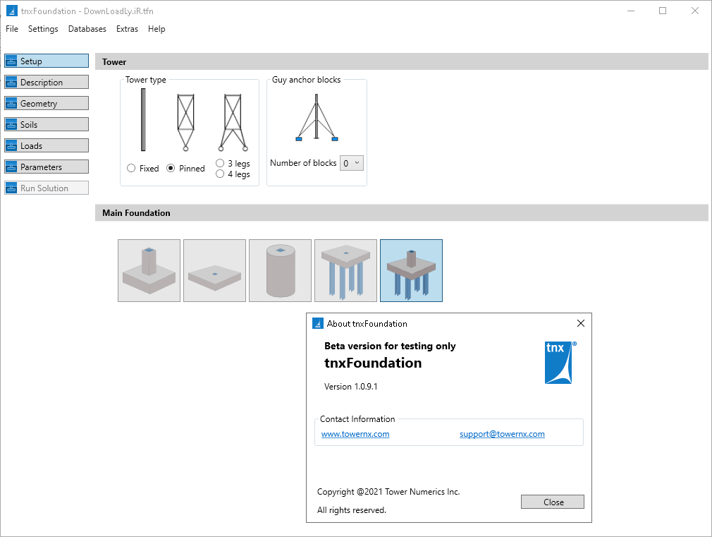 Pictures · Tower Numerics tnxFoundation 1.1.0.5 Beta