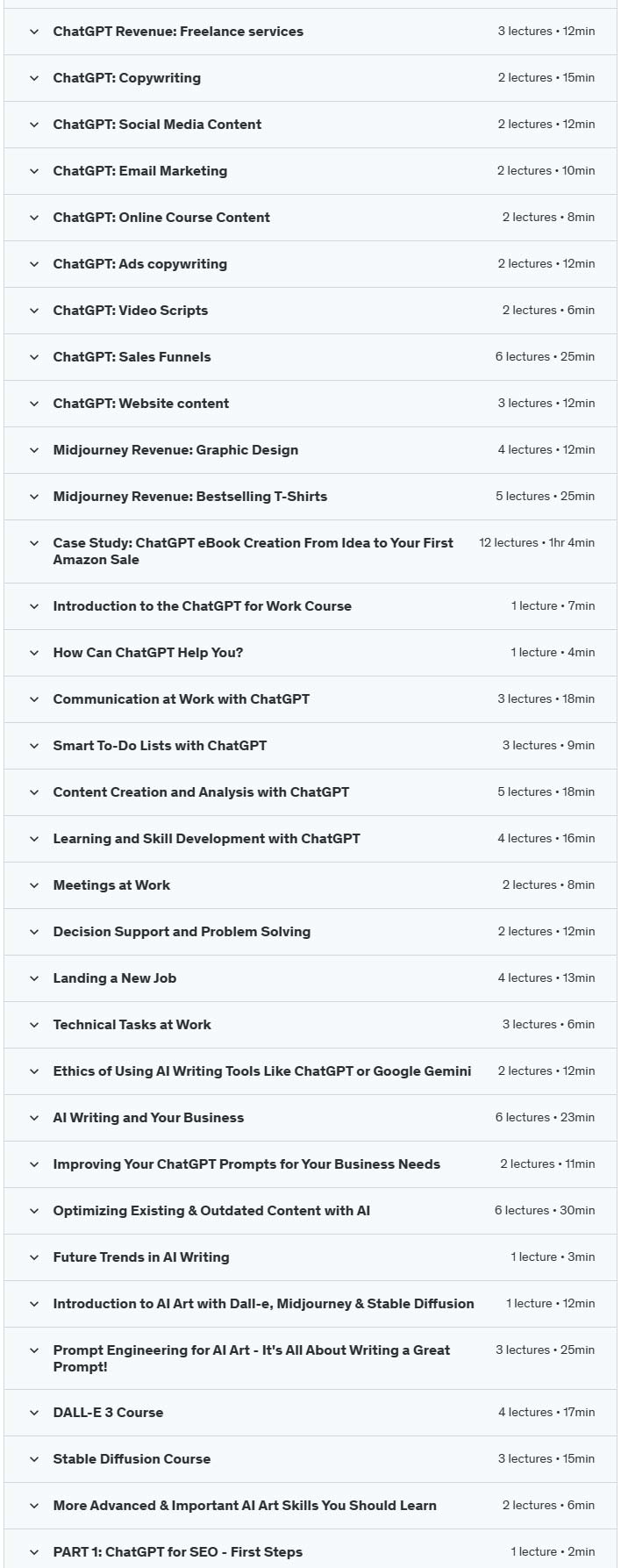 Course topics · Full AI Course: ChatGPT, Google Gemini, Midjourney, Firefly 2024-10