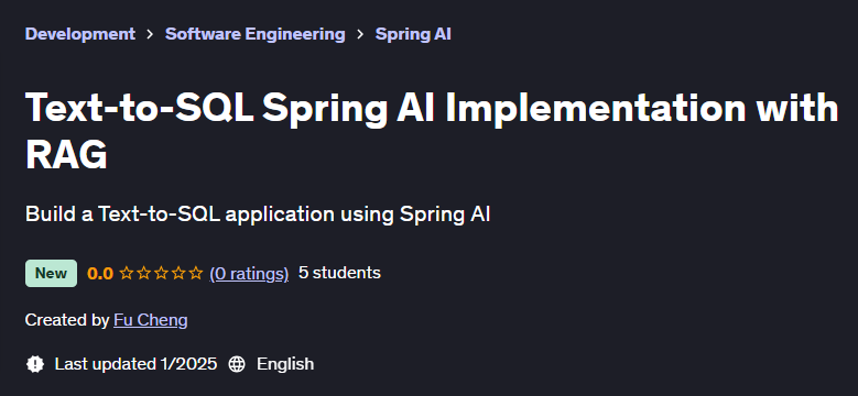 Pictures · Udemy — Text-to-SQL Spring AI Implementation with RAG 2024-12