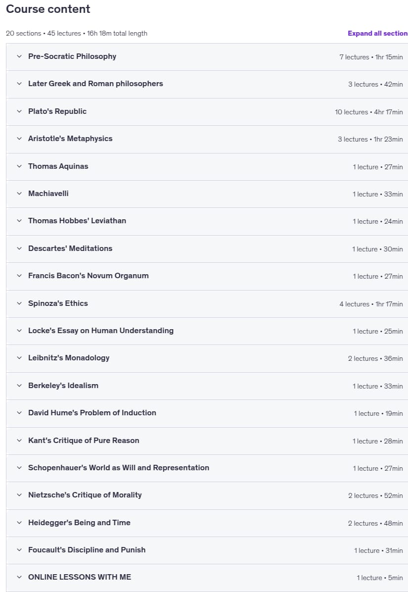 Course topics · From Ancient to Modern Philosophy 2026-1