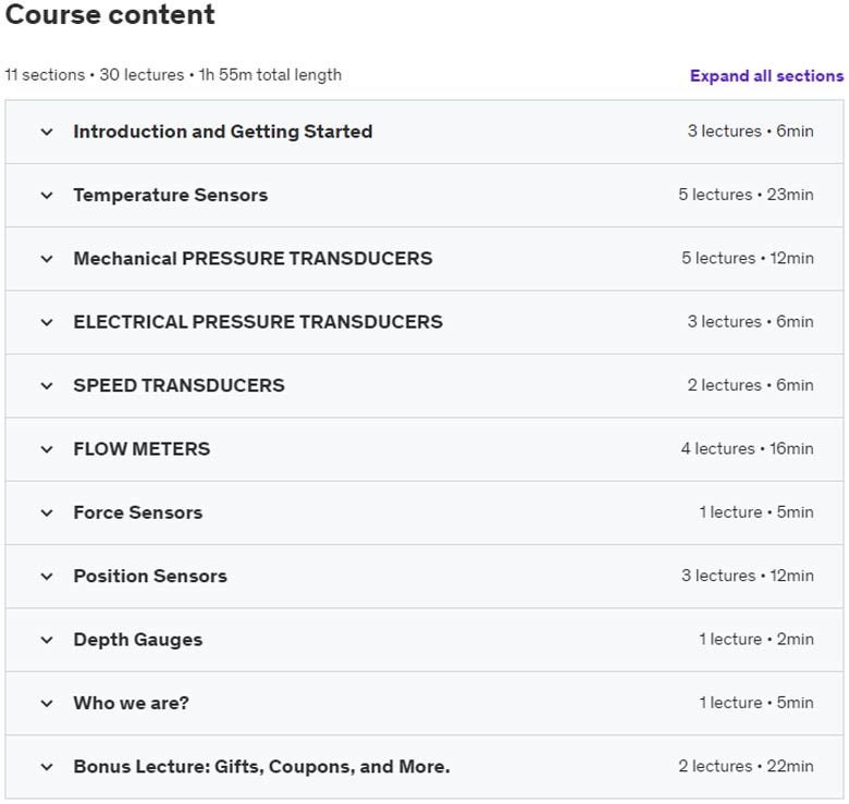 Sujets du cours · Sensors : tout ce que vous devez savoir 2021-11