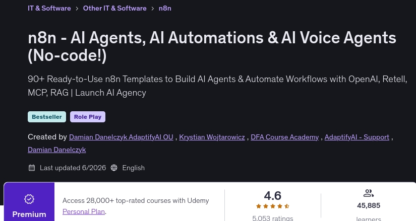 Pictures · n8n – AI Agents, AI Automations & AI Voice Agents (No-code!) 2026-6