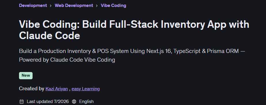 تصاویر · Vibe کوڈنگ: Full-Stack Inventory اپلی کیشن بنائیں Claude کوڈ 2026-7