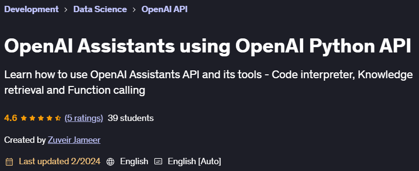 Pictures · Udemy — OpenAI Assistants using OpenAI Python API 2024-2