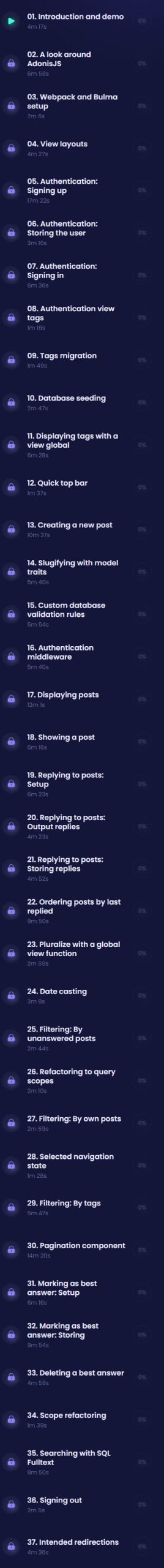 Course topics · Codecourse — Build a forum with AdonisJS 2021-2