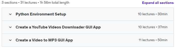 Course topics · Python GUI Development : Create Professional Applications 2023-3