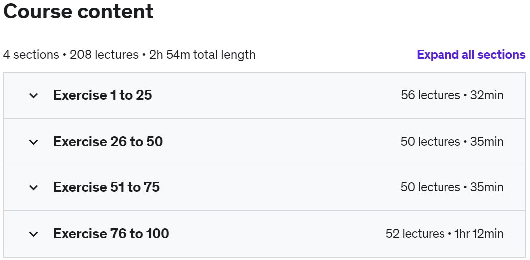 Course topics · Practice Python with 100 Python Exercises 2022-3