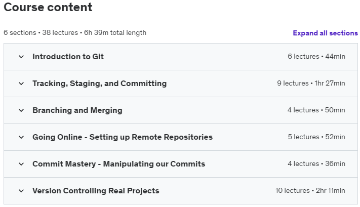 Course topics · Udemy — The Ultimate Git Course – with Applications in Unreal Engine 2023-9