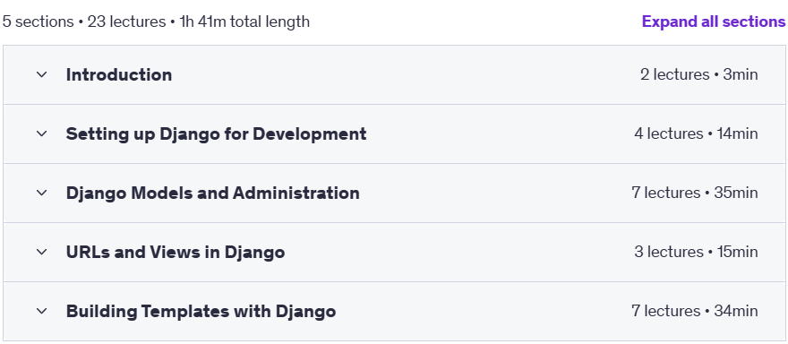 Course topics · Udemy — Django 4 – Learn to Build EMS Web Application with Django 4 2022-7