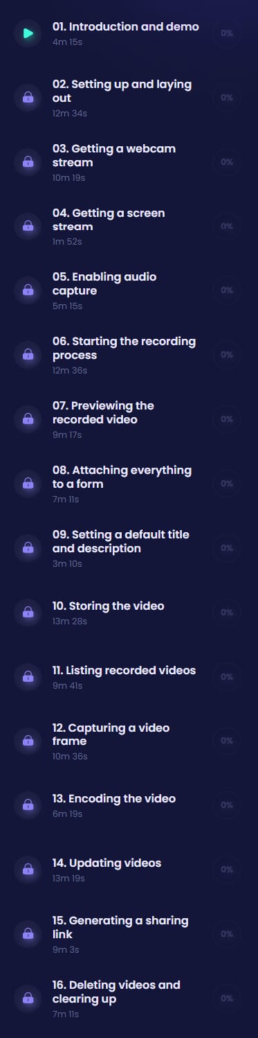 Course topics · CodeCourse — Build a Webcam and Screen Sharing Site With Inertia 2023-12