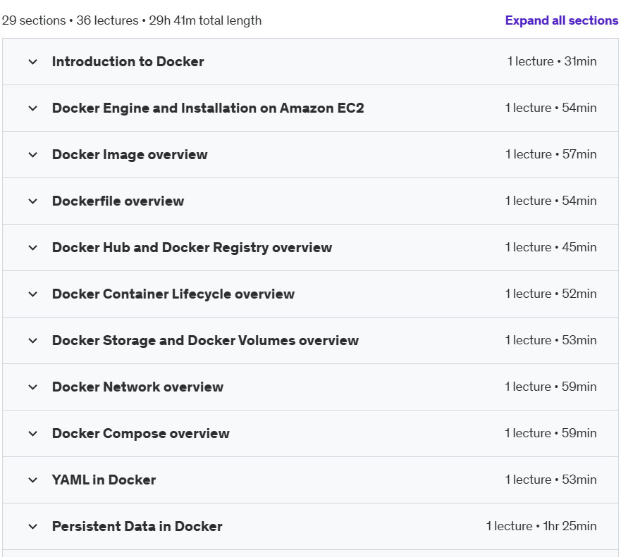 Course topics · Udemy — Docker Essentials for Cloud and DevOps Professionals 2024-10