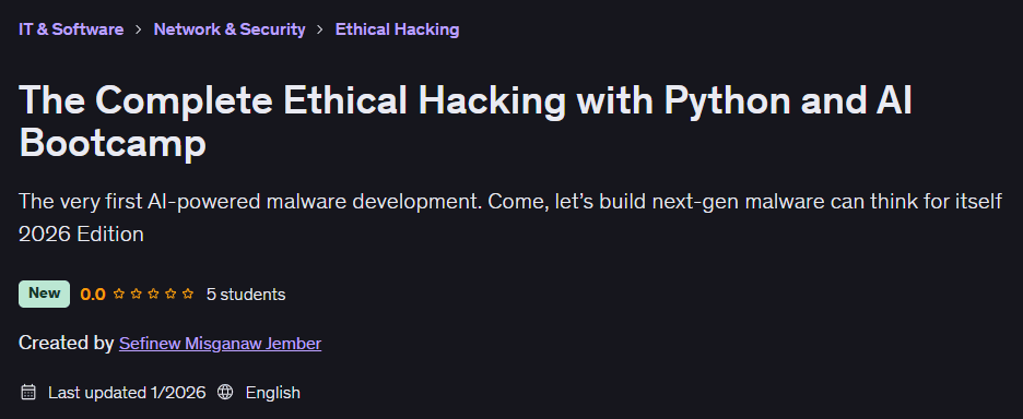 이미지 · 완전한 윤리적 해킹 Python 그리고 AI 보트 캠프 2026-1