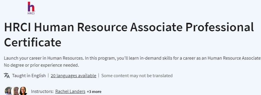 Pictures · Coursera — HRCI Human Resource Associate Professional Certificate 2024-2
