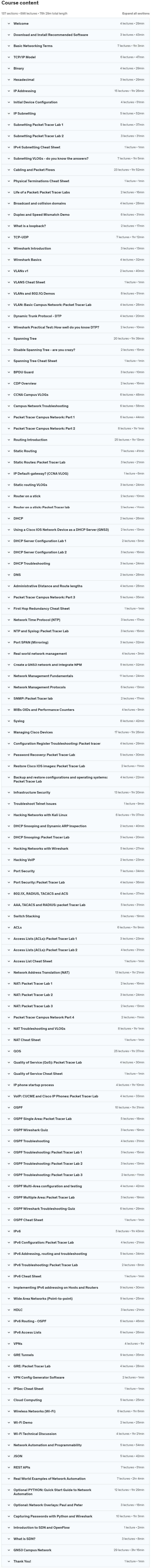 Course topics · Cisco CCNA 200-301 Complete Course: Packet Tracer Labs 2021-5