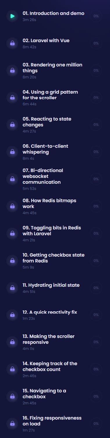 Course topics · CodeCourse – One Million Checkboxes with Laravel 2024-7