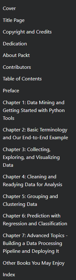 Pictures · Packt – Python Data Mining Quick Start Guide 2019