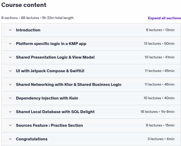 Course topics · Kotlin Multiplatform Masterclass – KMP, KMM – Android, iOS 2025-4