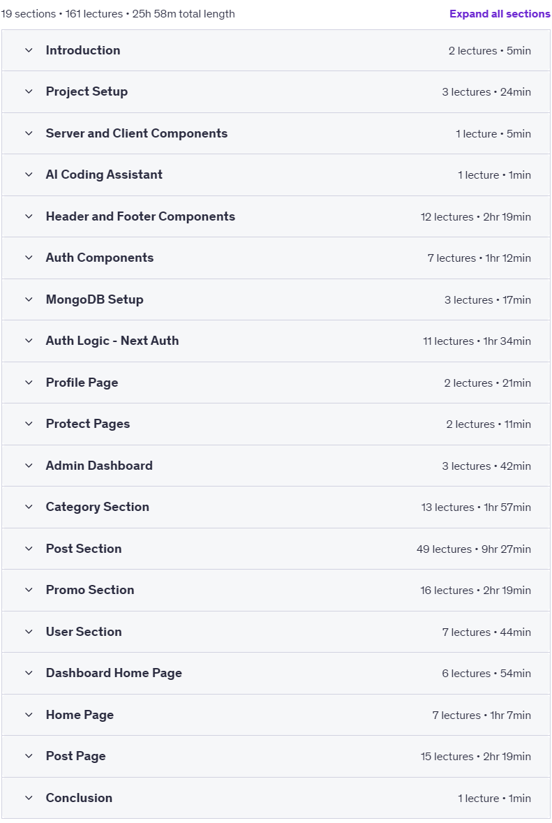 Course topics · NextJS Fullstack Course (SupaBlog AI App) 2025-6
