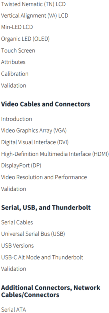 Kursthemen · CBTNuggets - CompTIA A + Kern 1 (220-1201Online Training 2025-7