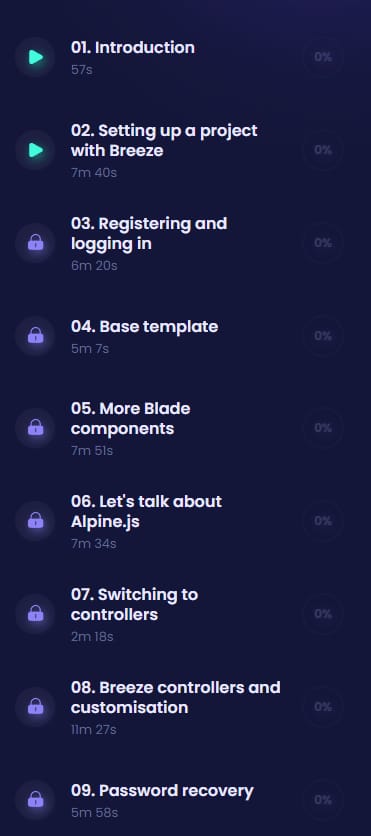Course topics · Codecourse – Laravel Breeze 2021-1