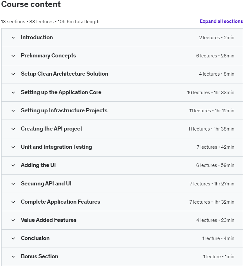 Course topics · ASP.NET Core – SOLID and Clean Architecture 2023-7