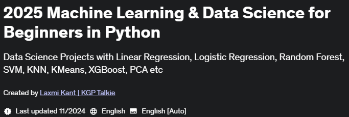 Pictures · Udemy — 2025 Machine Learning & Data Science for Beginners in Python 2024-11