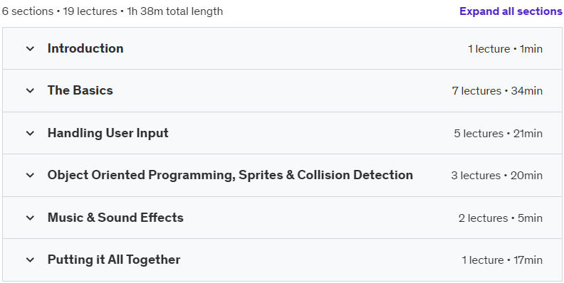 Course topics · Introduction to Python Games Programming using Pygame 2024-10