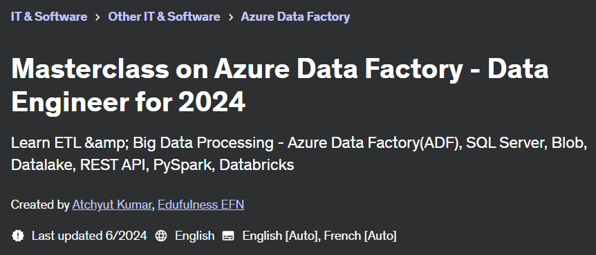 Pictures · Udemy — Masterclass on Azure Data Factory – Data Engineer for 2024 2024-6
