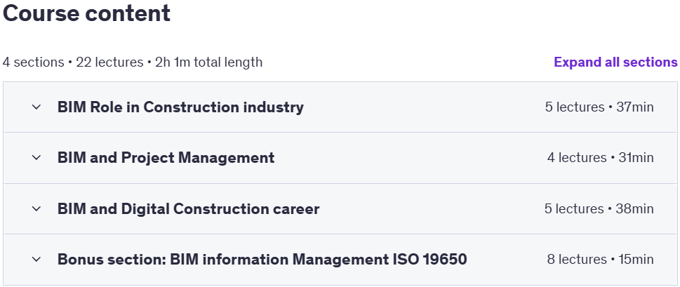 Course topics · Udemy — BIM Essentials & Digital Engineering Skills in Construction 2025-4