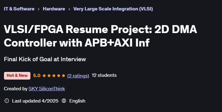 Pictures · Udemy — VLSI/FPGA Resume Project: 2D DMA Controller with APB+AXI Inf 2025-4