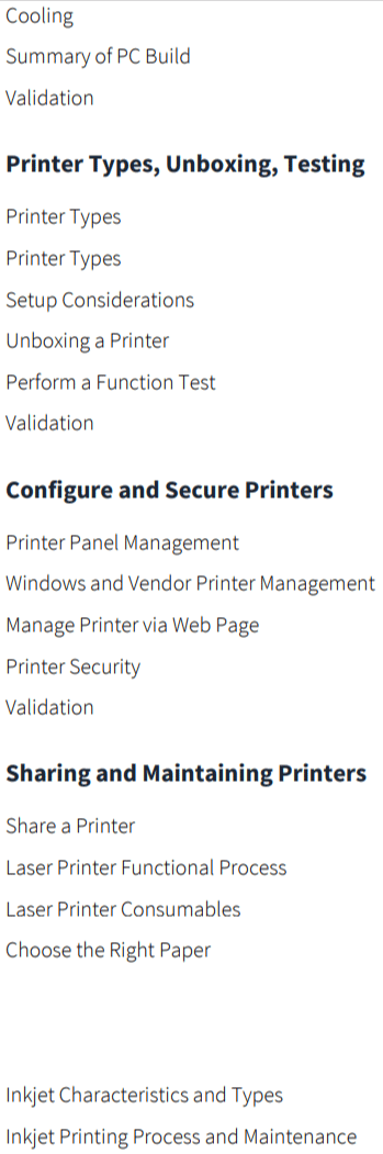 Kursthemen · CBTNuggets - CompTIA A + Kern 1 (220-1201Online Training 2025-7