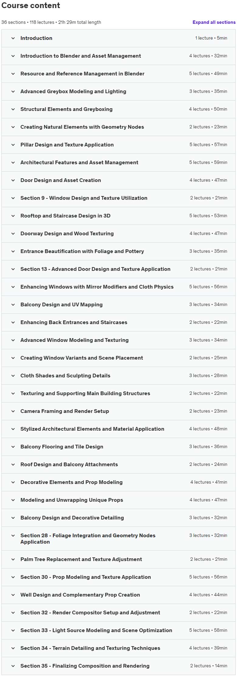 Course topics · Udemy — The Blender 4 Ultimate Guide 2023-12