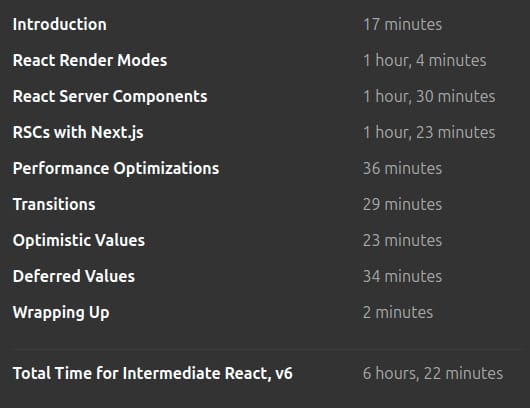Course topics · Intermediate React, v6 2025-4