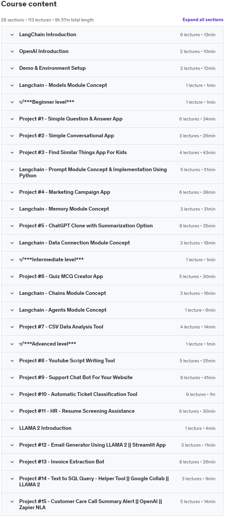 Course topics · LangChain MasterClass- OpenAI LLAMA 2 LLM AI Apps|| Gen AI 2024-7