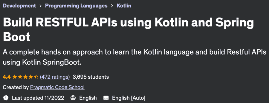 Pictures · Udemy — Build RESTFUL APIs using Kotlin and Spring Boot 2022-2