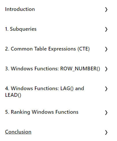 Course topics · LinkedIn — Top Five Things to Know in Advanced SQL 2023-8