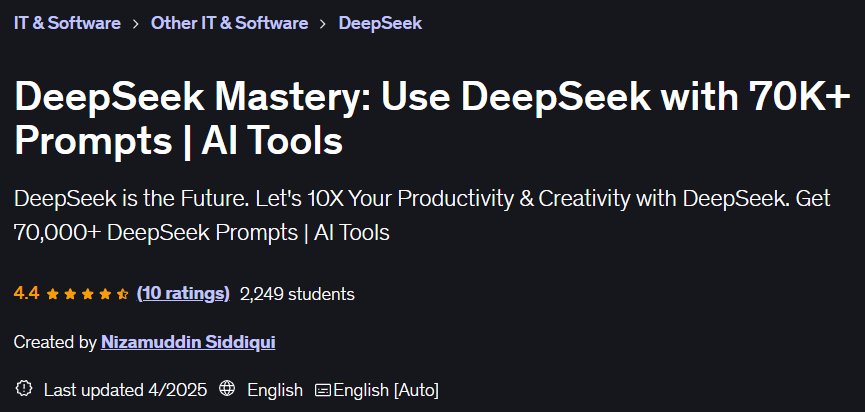 الصور · DeepSeek Mastery: استخدم Deepseek مع 70K+ Prompts AI أدوات 2025-2