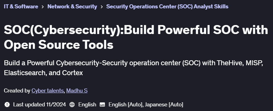 Pictures · Udemy — SOC(Cybersecurity):Build Powerful SOC with Open Source Tools 2024-11