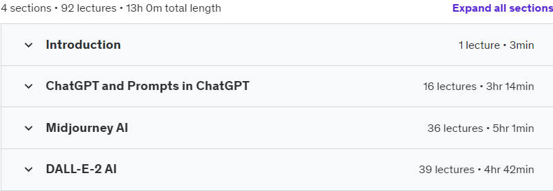 Course topics · Open AI ChatGPT, Midjourney and DALL-E Bootcamp [2023] 2023-3