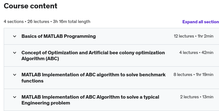 Course topics · Artificial bee colony Optimization Algorithm (Using MATLAB) 2021-1