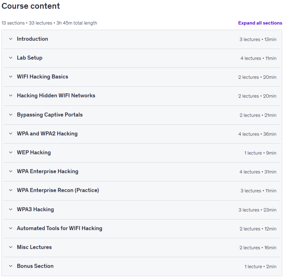 Sujets du cours · WiFi Hacking & Test de pénétration sans fil avec Kali Linux 2026-4