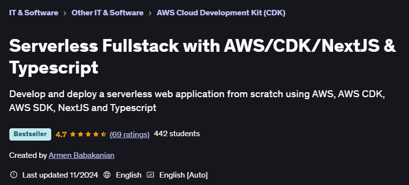 Pictures · Udemy — Serverless Fullstack with AWS/CDK/NextJS & Typescript 2024-6