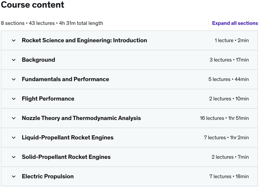 Course topics · Aerospace Engineering: Rocket Science and Engineering 2020-11