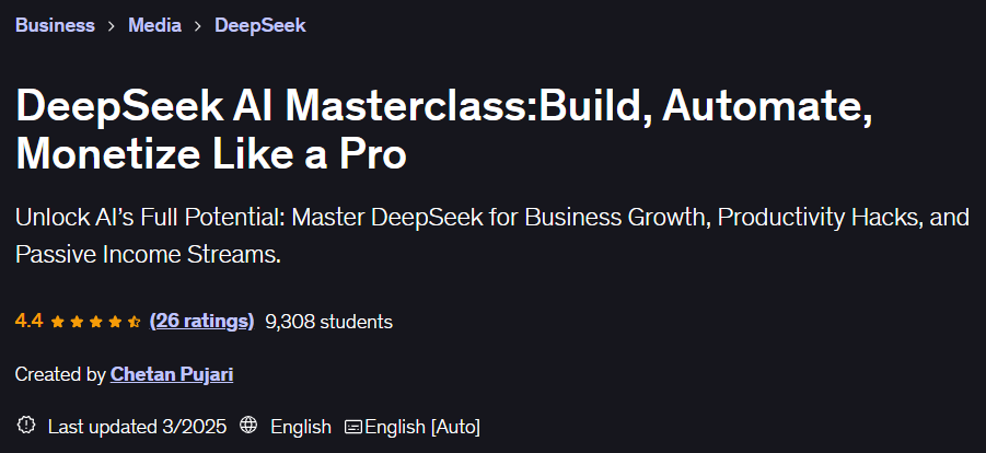 Images · Le DeepSeek AI Masterclass : Construire, Automatiser, Monétiser comme un Pro 2025-1