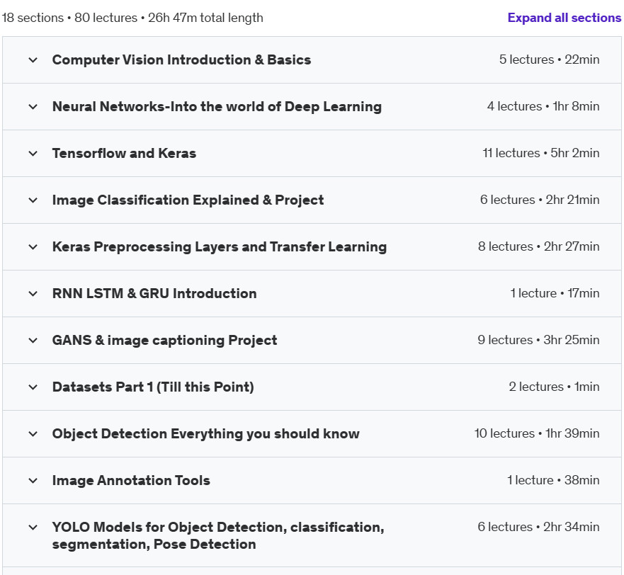 Course topics · Udemy — [NEW] 2024:Mastering Computer Vision With GenAI :12 Projects 2024-5